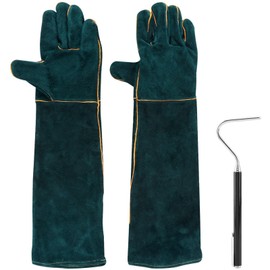 XuYelora 23.6inch Animal Handling Gloves Bite Proof with 40inch Collapsible Snake Hook Suitable for Dog Cat Reptile Snake