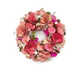 2023 mamawreath D Flower Wreath Gift Wreath for Entrance Present, Eternity Meaning, M Size: 10.2 inches (26 cm) x 2.4 inches (6 cm) (Thickness) (Pink (XS-213MX))