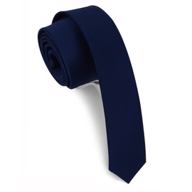 Gusleson Navy Blue Skinny Tie Formal Ties For Men Slim Solid Necktie Gifts (UK0801-03)