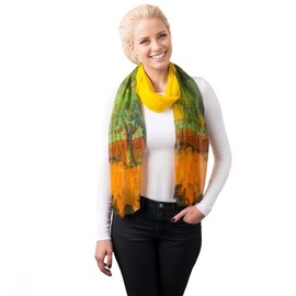 Acotavie Scarfs for Women Lightweight Scarves Fashion Print Floral Pattern Sheer Scarf Shawl Wraps (birch yellow green)