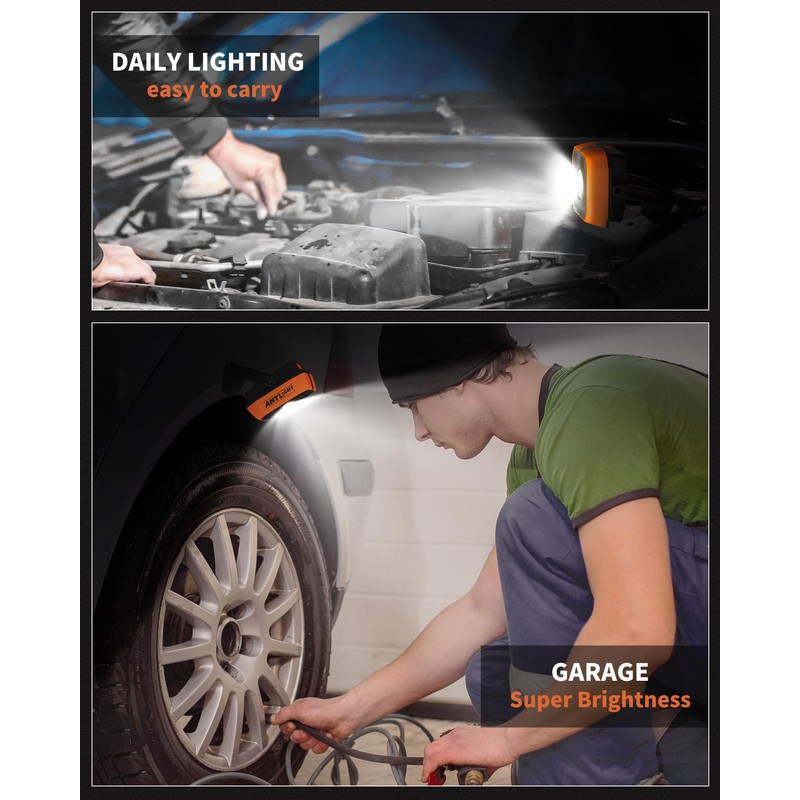 ANYLiGHT Work Light, Magnetic Rechargeable Light with 4 Modes, 150°Rotation