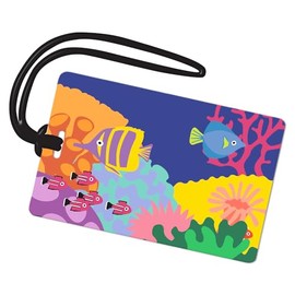 R. Nichols Coral Reef Luggage Tag - Sturdy Waterproof Plastic Travel Labels for Baggage, Suitcases, Backpacks, and Diaper Bags, 2.5 Inch x 4 Inch Tag with Black Loop Attachments