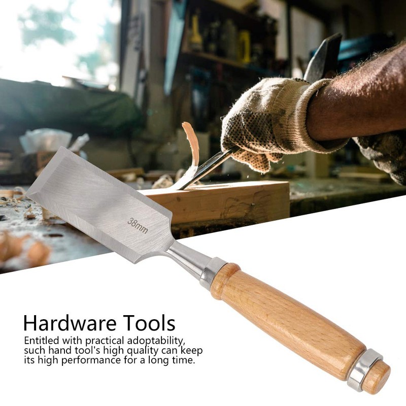 Wood Chisel Tool, 38mm Construction Wooden Handle Flat Chisel for