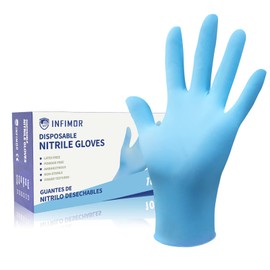 Infimor Disposable Nitrile Gloves Powder & Latex Free 3 mil Non-Sterile Nitrile Exam Gloves Light Duty Cleaning Gloves, Large, Box/100