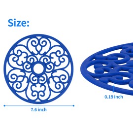 CHEFBEE 3PCS Trivets for Hot Dishes, Trivet Hot Plate Holder for Pots and Pans, Countertop, Silicone Trivet Mat Non-Slip Heat Resistant Kitchen Teapot Trivets, Flexible Blue Trivet Set