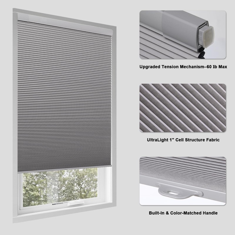 Tonature No Drill Cellular Shades for Indoor Windows, Thermal Insulating