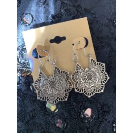 Unbranded Boho Flower Mandala Earrings Jewelry Beachy Hippie Accessories New Silvertone