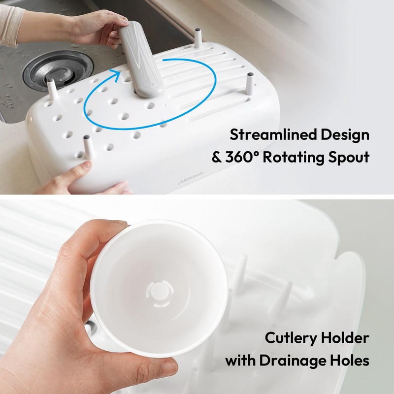 carrotez Split-Design Small Dish Drying Rack, Space-Saving Dish Drainer for