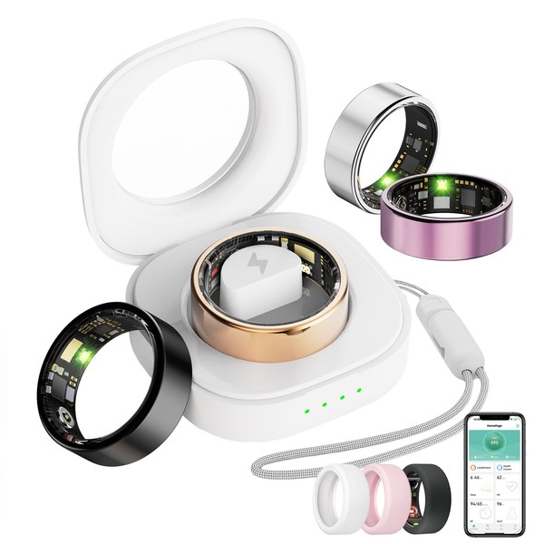 Oucscru Smart Ring for Women Men, Health Tracker with Heart