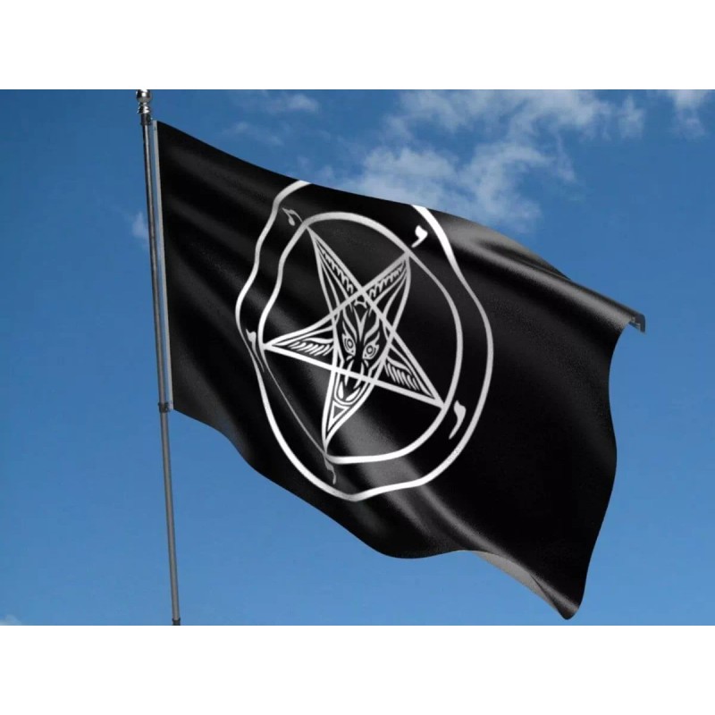 Bandera Baphomet 1.5m X 90cm Resistente Lavable Satan Muerte