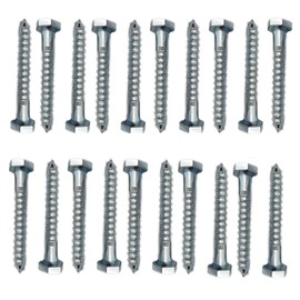 M6 Coach Wood Screws Hex Head Width 10mm Zinc Plated Steel Screw Hexagon Half Thread Lag Bolts Silver Long 2 inch 50mm x 6mm (2" x 0.24") Box of 20 pcs