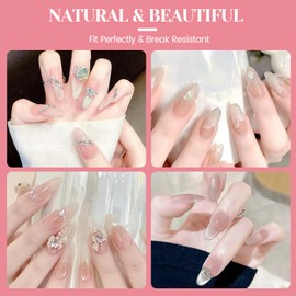 GUKAZH Short Almond Nail Tips 120Pcs Acrylic Gel Nail Kit Long Lasting Press On Nails 12 Sizes Clear False Nails Full Coverd Nail Extensions Kit Gifts for Diy At Home