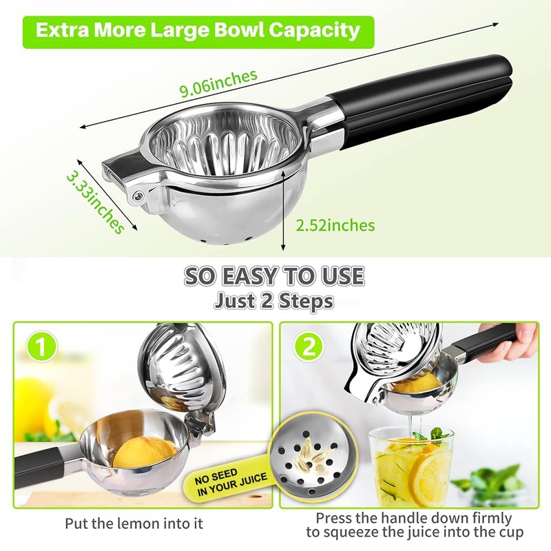 Lemon Squeezer Tuiswo Stainless Steel LARGE Manual Citrus Juicer, Durable
