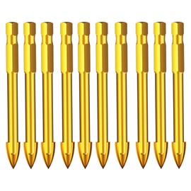 Boxonly 10Pcs Drill Bit Set Carbide Tungsten Tile Glass Ceramic Cross Spear Head Drill Bits 5mm