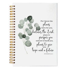 NEGIGA Christian Notebook Journal, for I Know the Plans for You Jeremiah 29 11, Bible Journaling Notebook, Prayer Journal for Women Men, Christian Gifts for Women, Spiral Notebook 5.5x8.3