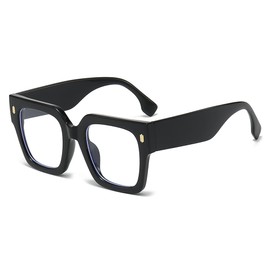 YAMEIZE Square Blue Light Blocking Glasses for Women Men Oversized Vintage Clear Lens Glasses Computer Gaming Glasses (Black Clear)