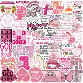 50 PCS Bible Verse Stickers Inspirational Pink Christian Stickers Faith Stickers Bible Scripture Stickers Religious Stickers for Adults Jesus Stickers Faith Based Gifts