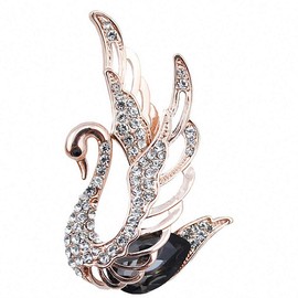 Jana Winkle 3 Colors Choose Rhinestone and Crystal Swan Brooches Women Elegant Animal Pins and Brooches Black