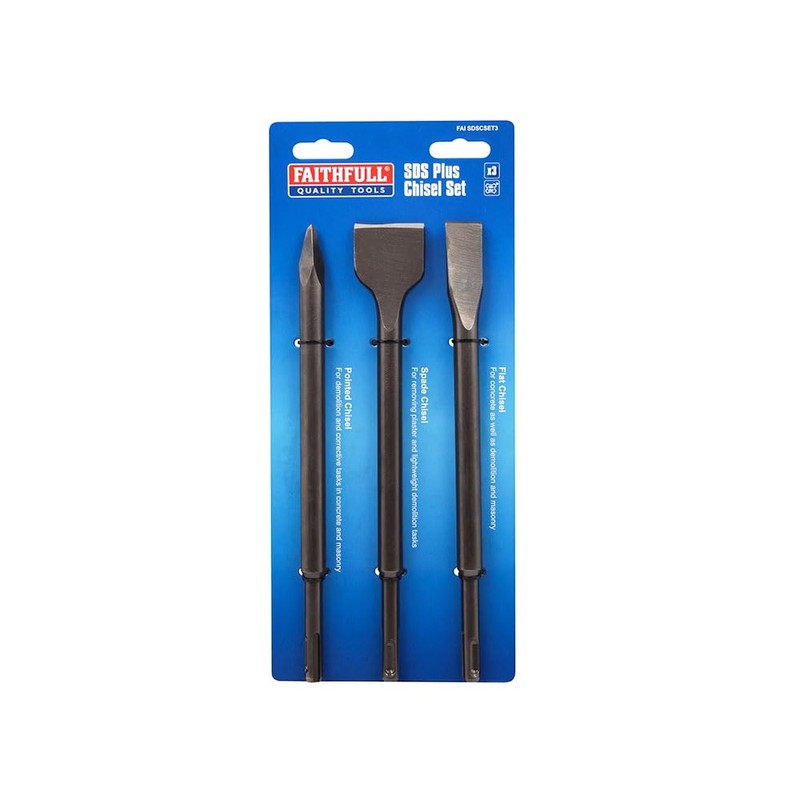 Faithfull SDS-plus Concrete & Masonry Chisel Set Flat, Pointed &