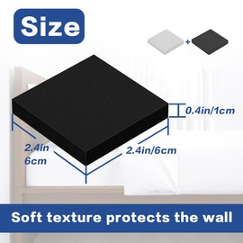 Krisler 24PCS Eva Foam Headboard Stoppers for Wall, Size 6 * 6 * 1 cm, Furniture Pads, Anti-Vibration Soundproof Pads for Bed Frame|Headboard, Black