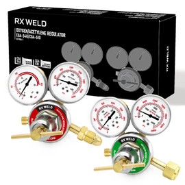 RX WELD Oxygen and Acetylene Regulators CGA540 and CGA510- Compatible with V-Style Welding Gas Torch Cutting, T-Handle