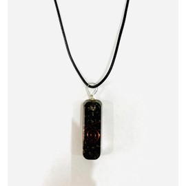 Black Tourmaline crystal Orgone pendant Gemstone Pendant with wax cord rope chain for necklace Energy Generator Crystal obsidian chakra stone used for Stress Relief, Yoga Spiritual Energy gift Him Her