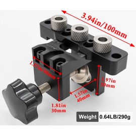 3-in-1 Dowel Jig Kit - Pocket Hole Jig with Adjustable Woodworking Drill Locator, 8/10/15mm Bits, Precision Guide for Furniture Assembly, DIY Projects, Durable Aluminum Alloy