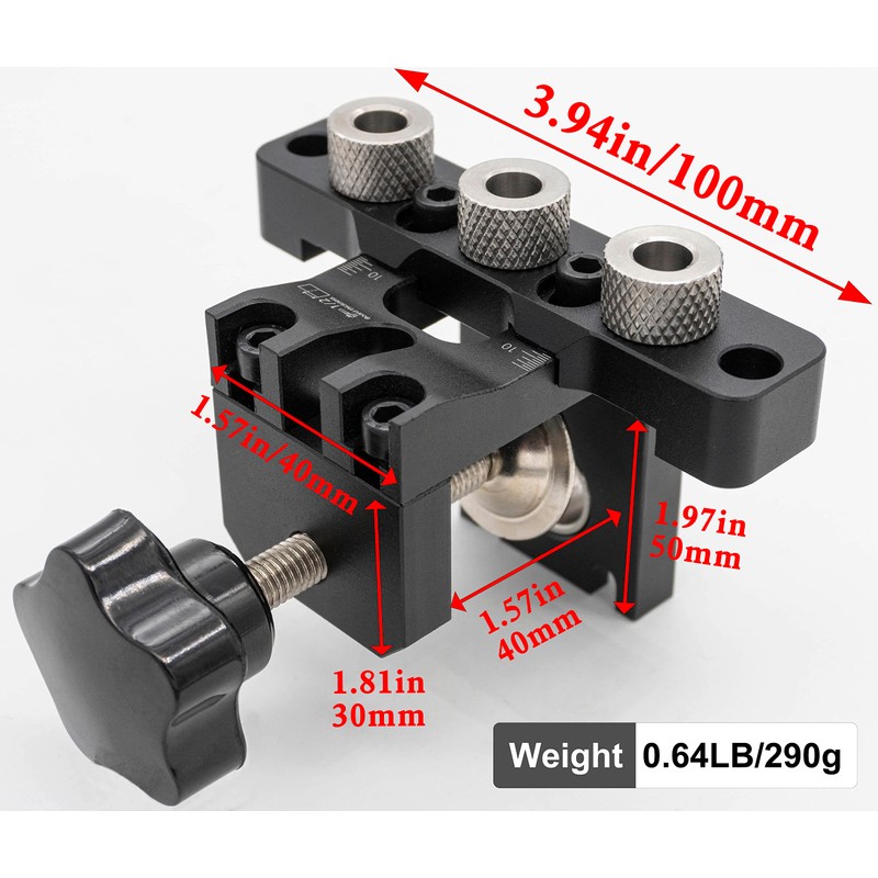 3-in-1 Dowel Jig Kit - Pocket Hole Jig with Adjustable