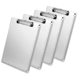 CLcsfwk 4 Pack Metal Clipboard, Thicken Contractor Clipboard with Low Profile Clip, Aluminum Alloy Wrapped Edge, A4 Letter Size Hanging Clipboards for Jobsite, Laboratory, Medical, Office, Teach
