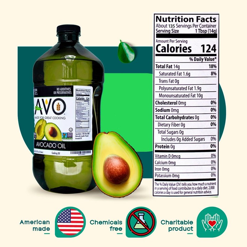 AVO NON GMO 100% Avocado Oil, 67.6 Fl-oz, NO Preservatives
