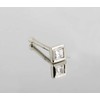 22G 14K Gold Bone-end Nose Stud Bezel Set 0.035ct-0.05ct Princess