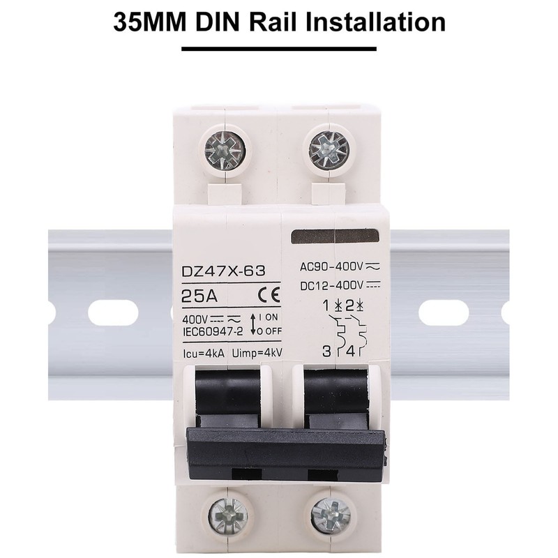 AC DC Miniature Circuit Breaker 2P 25A 400V DIN Rail