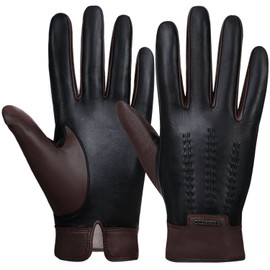 FIORETTO Mens Winter Genuine Leather Gloves Cashmere and Wool Lined Warm Touchscreen Leather Driving Gloves Dark Brown X-Large