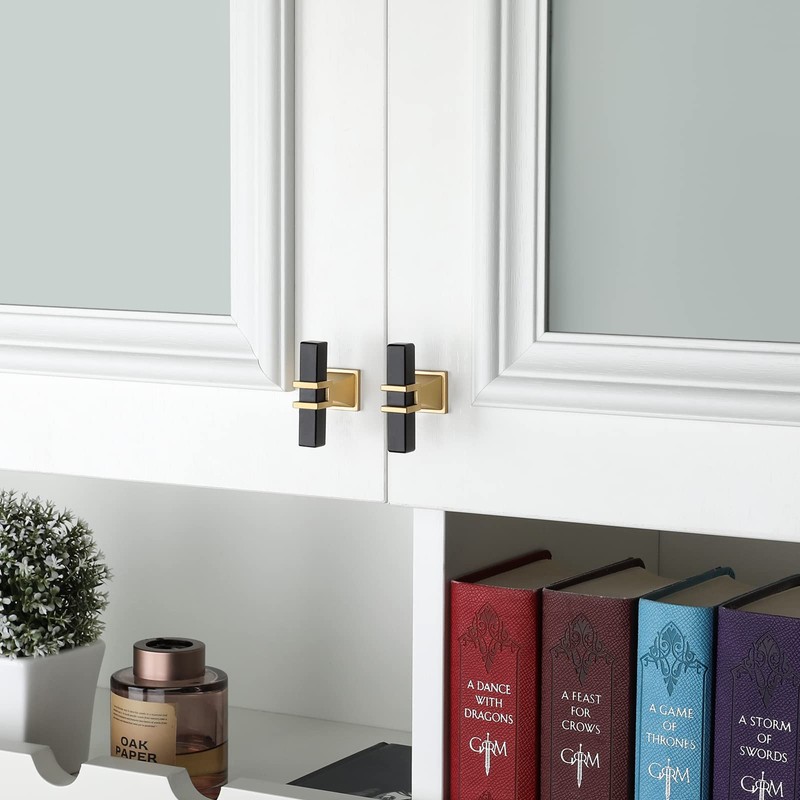 Lepatape 30 Pack Black and Gold Cabinet Knobs Black Dresser