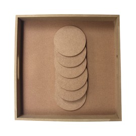 IVEI Do-it-Yourself Square Tray with Solid Color Round MDF Coasters, Set of 6 for Activities, Decoupage, DIY Tray, 29.2 x 29.2 cm