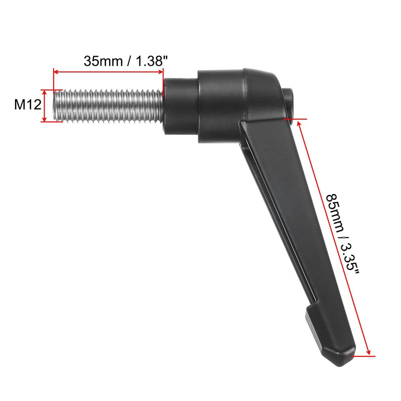sourcing map Adjustable Clamping Lever Handle M12 x 35mm Metric