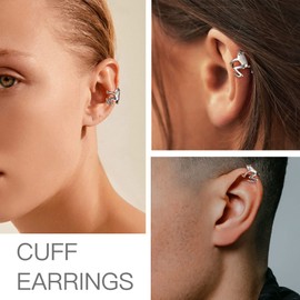 Suplight 925 Sterling Silver Frog Ear Cuff Earrins for Women Non Percing Trendy Jewelry Dainty Cartilage Fake Earrings Cuff