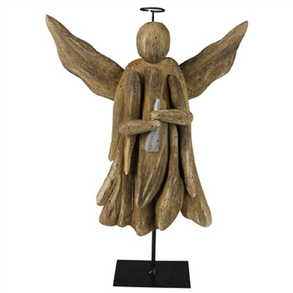 AREOhome Angel on Stand - Wings Out, Wood