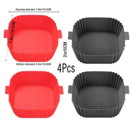 Air Fryer Silicone Liners,LYHOLKEER 4Pcs 7.6inch Reusable Square Silicone Air Fryer Liners for 3-6 QT,Food Safe Air Fryers Oven Accessories,Replacement Of Flammable Parchment Liner Paper
