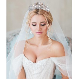 TOBATOBA Wedding Veils for Brides, Bridal Veil and Tiara Set for Bachelorette Party Decorations, Bridal Veils for Wedding, Bachelorette Veil for Bride, Wedding Crown for Bride, velo de novia para boda