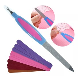 Jands Paquete Con 12 Limas Para Uñas Y Quita Cuticula De Acero