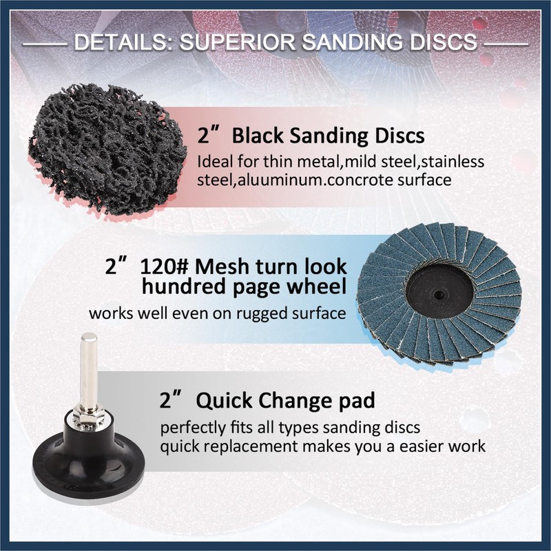 INFINAUTO 42 Pcs Sanding Discs Nylon Roll Lock Surface Coarse