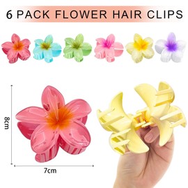 6 Stück Blumen-Haarklammern, Kunststoff Blumen Haarklammer, Flower Hair Clip Starker Halt für Dickes Dünnes Haar, Rutschfeste Haarklammern für Damen, Hawaiianische Blumen-Klauenklammern, 6 Farben
