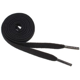 BCB Wear Flat Shoelaces 5/16" Wide Solid Colors Several Lengths For Sneakers and Shoes (Black-45)