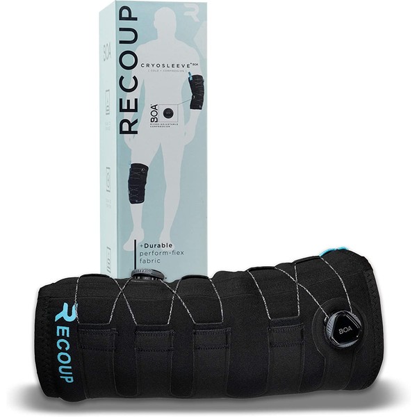 Recoup Cryosleeve Ice Compression Sleeve for Arms and Legs | Cold Up to 1 Hour | Custom Adjustable Compression | Reuseable Ice Pack for Injuries | 100% Leak Free | Pain Relief for Muscles & Joints