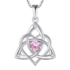 starchenie Celtic Knot Necklace 925 Sterling Silver Heart 3A Birthstone Necklace for Women
