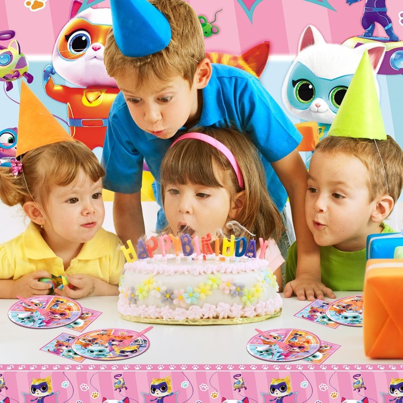 Super Kitties Birthday Party Tableware Set for 10 People -