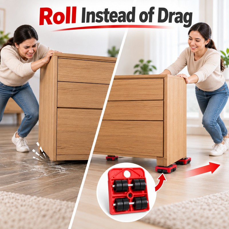 2-Piece Furniture Moving Roller Sliders – Red Wheeled Furniture Movers