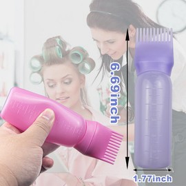 ELANE 4 Pack Root Comb Applicator Bottle,Oil Comb Applicator for Hair Dye Shampoos,Salons. (2 pink + 2 purple)