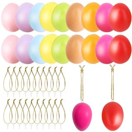 24 x Easter Eggs for Hanging, Colourful, Easter Eggs Plastic for Hanging and Decorating, Easter Eggs with Ribbon for Hanging, Plastic Easter Eggs, Easter Decoration for Outdoor and Indoor Use - 6 x 4